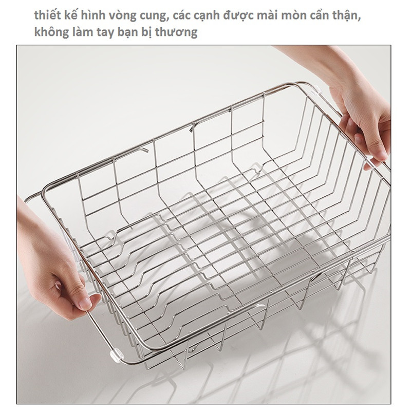 Khay inox úp chén đĩa, giá inox gác bồn rửa chén tiện lợi