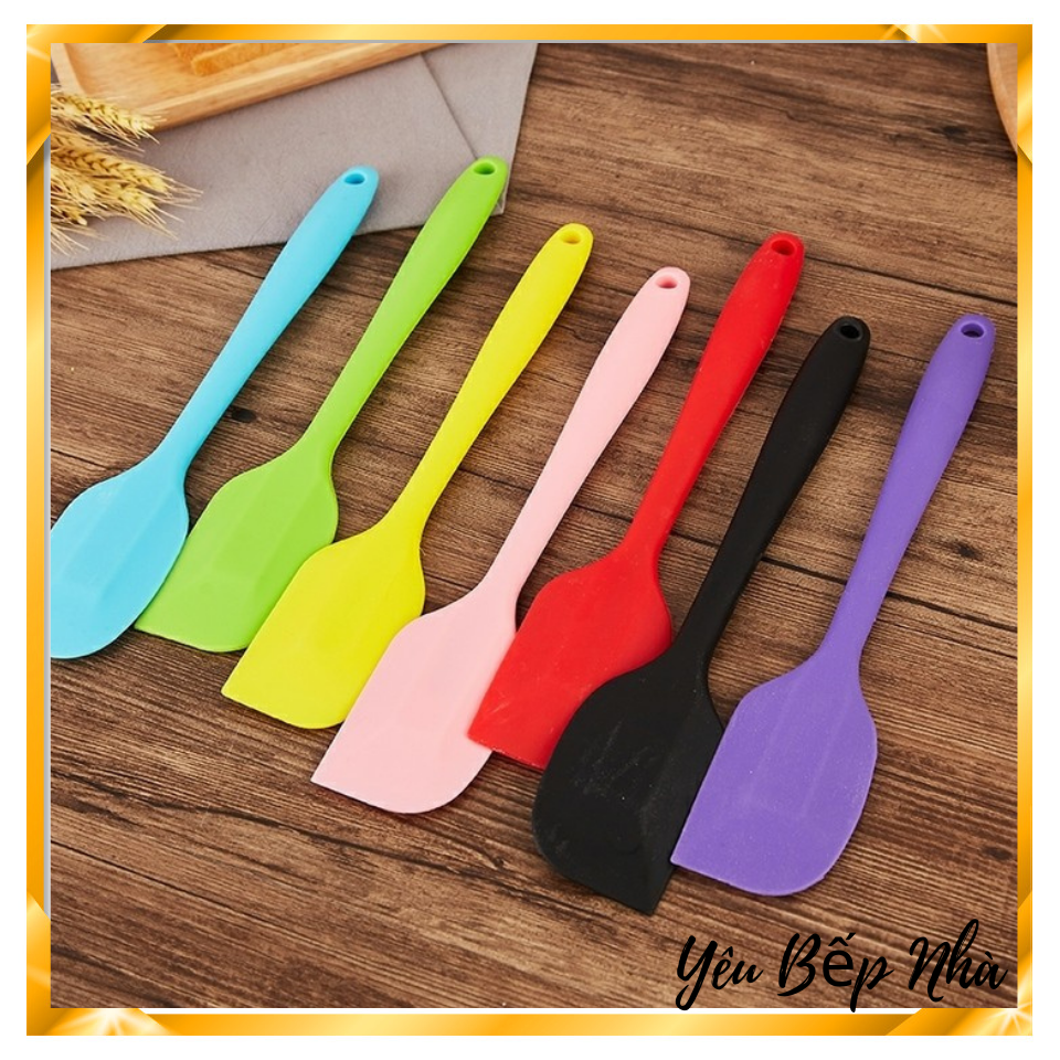 Cây vét kem Silicon liền lớn/nhỏ, Spatula phới trộn bột, phới dẹt silicon chịu nhiệt đúc liền dùng để đánh bột, vét kem