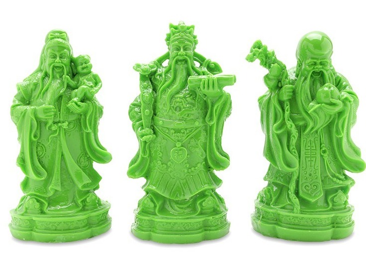 Tượng Phúc Lộc Thọ LOẠI TO 20 x 9 cm ( đá xanh ngọc )