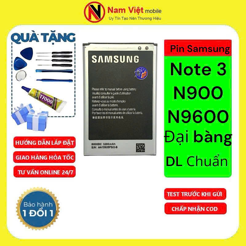 Pin Samsung Note 3 N900 N9000 N9200 N9600 Dung lượng chuẩn đại bàng 3100mAh EB-BBCBN750