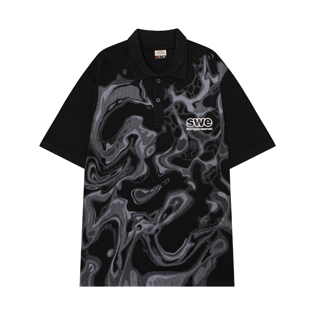 SWE - Áo polo nam nữ LIQUID POLO in hình tay ngắn form rộng thời trang chính hãng