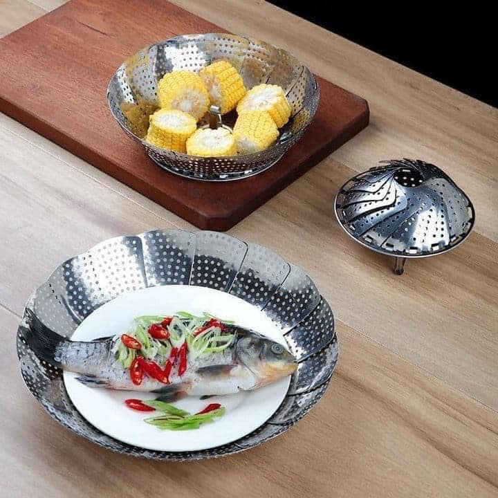 Vỉ Hấp Inox Xòe Cánh V1 Đa Năng 3 Chân Hấp Bánh, Bánh Bao, Đồ Ăn - Dụng Cụ Nhà Bếp