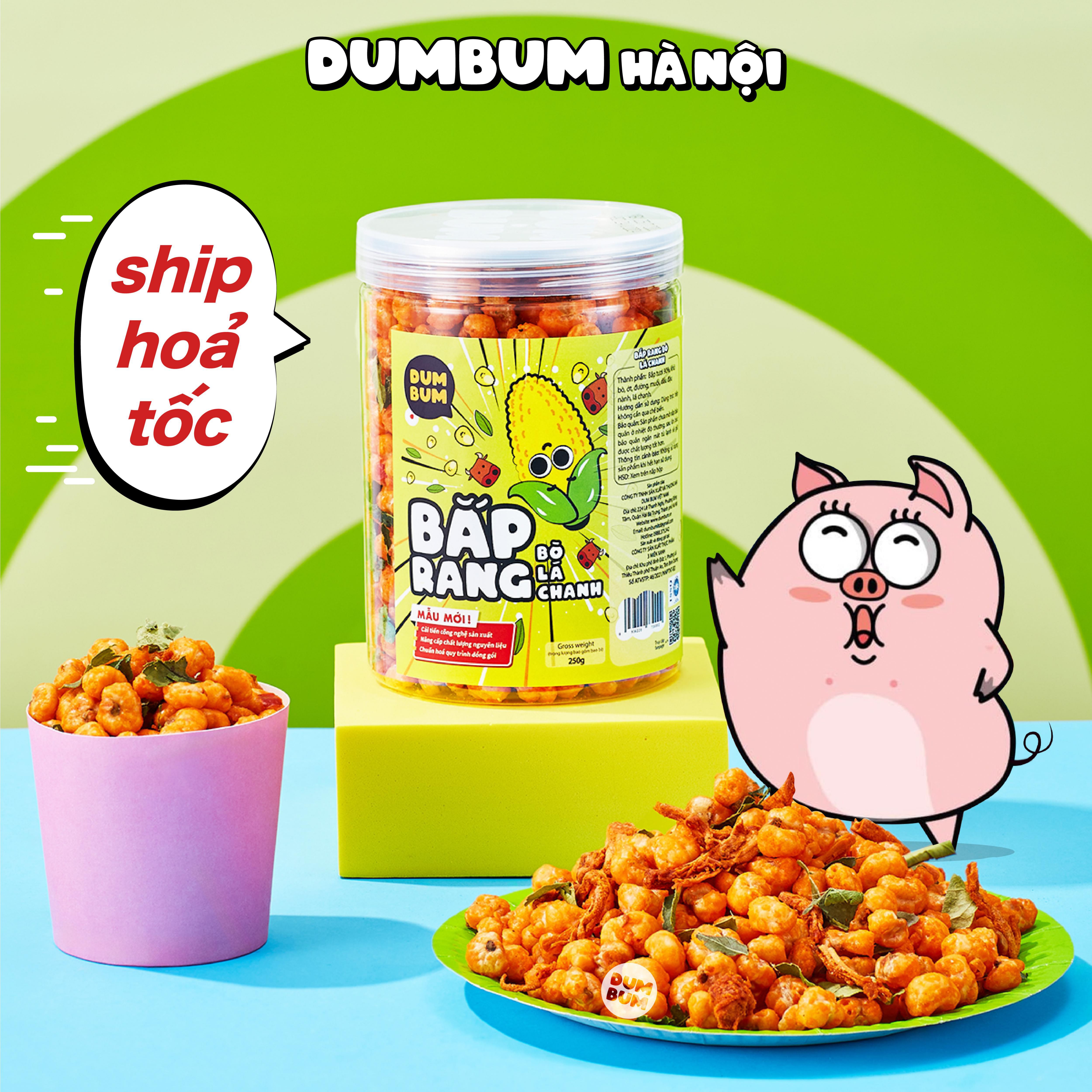 Bắp sấy giòn bò khô lá chanh 250g DumBum đồ ăn vặt Hà Nội