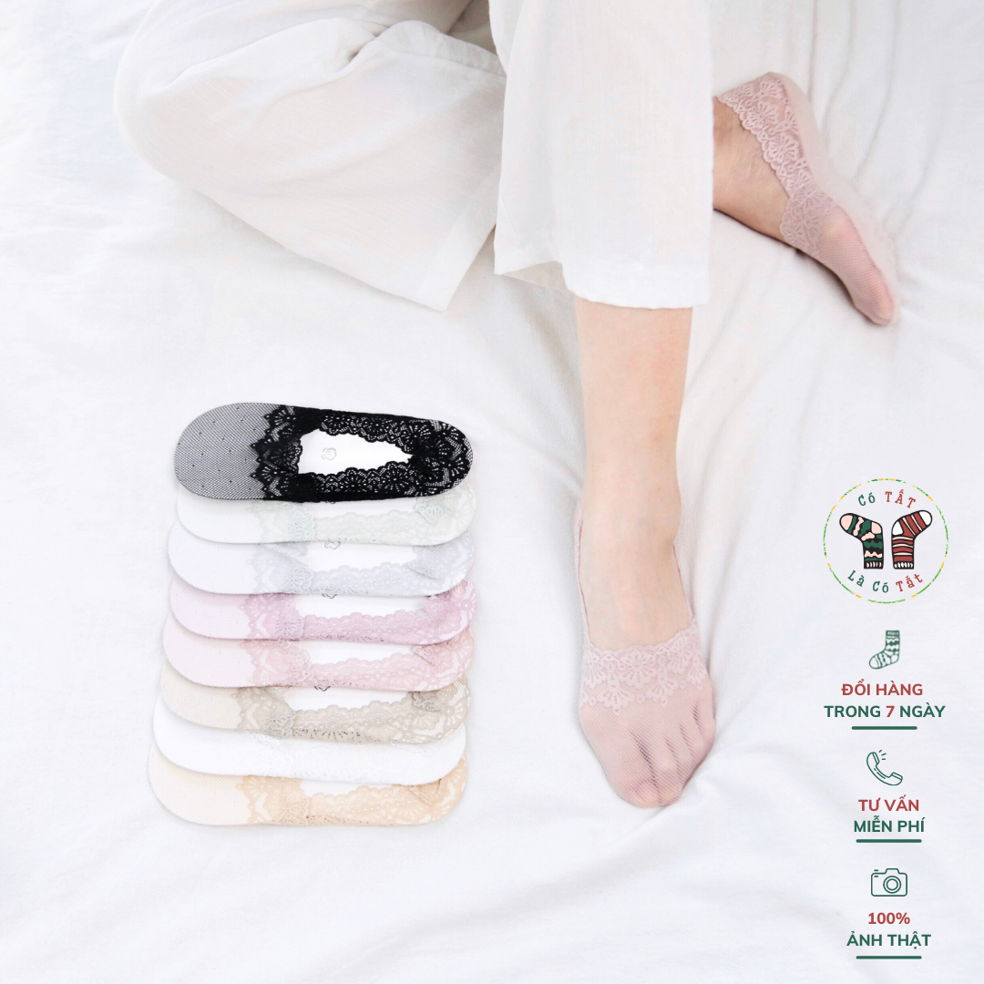 Tất lười nữ Có Tất Là Có Tất viền ren hoa bộ màu pastel chất liệu cotton cao cấp - CINDY