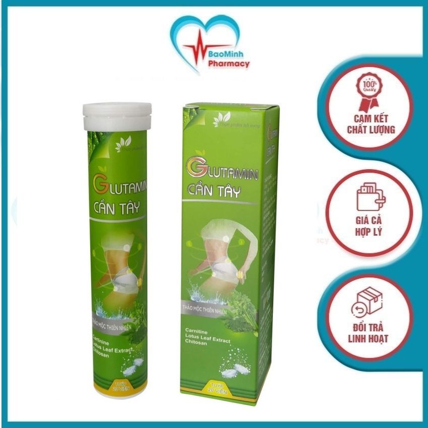 Giảm cân cấp tốc - chính hãng glutamin cần tây - hộp 20 viên sủi 4g