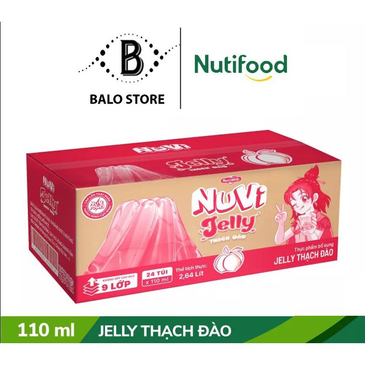 Thùng 24 Túi Nuvi Jelly Thạch Đào túi NuVi Power THNJĐ110LA 110ml - Thương Hiệu NUTIFOOD -Thương Hiệu Balo store