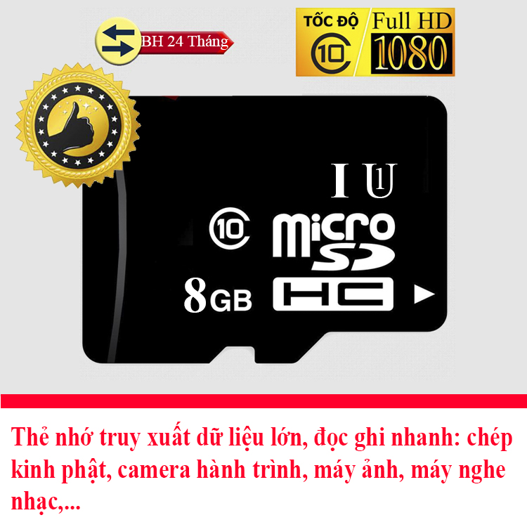 Thẻ nhớ micro SD 8g chất lượng cao, truy xuất dữ liệu cao Class 10 - BH 12 tháng