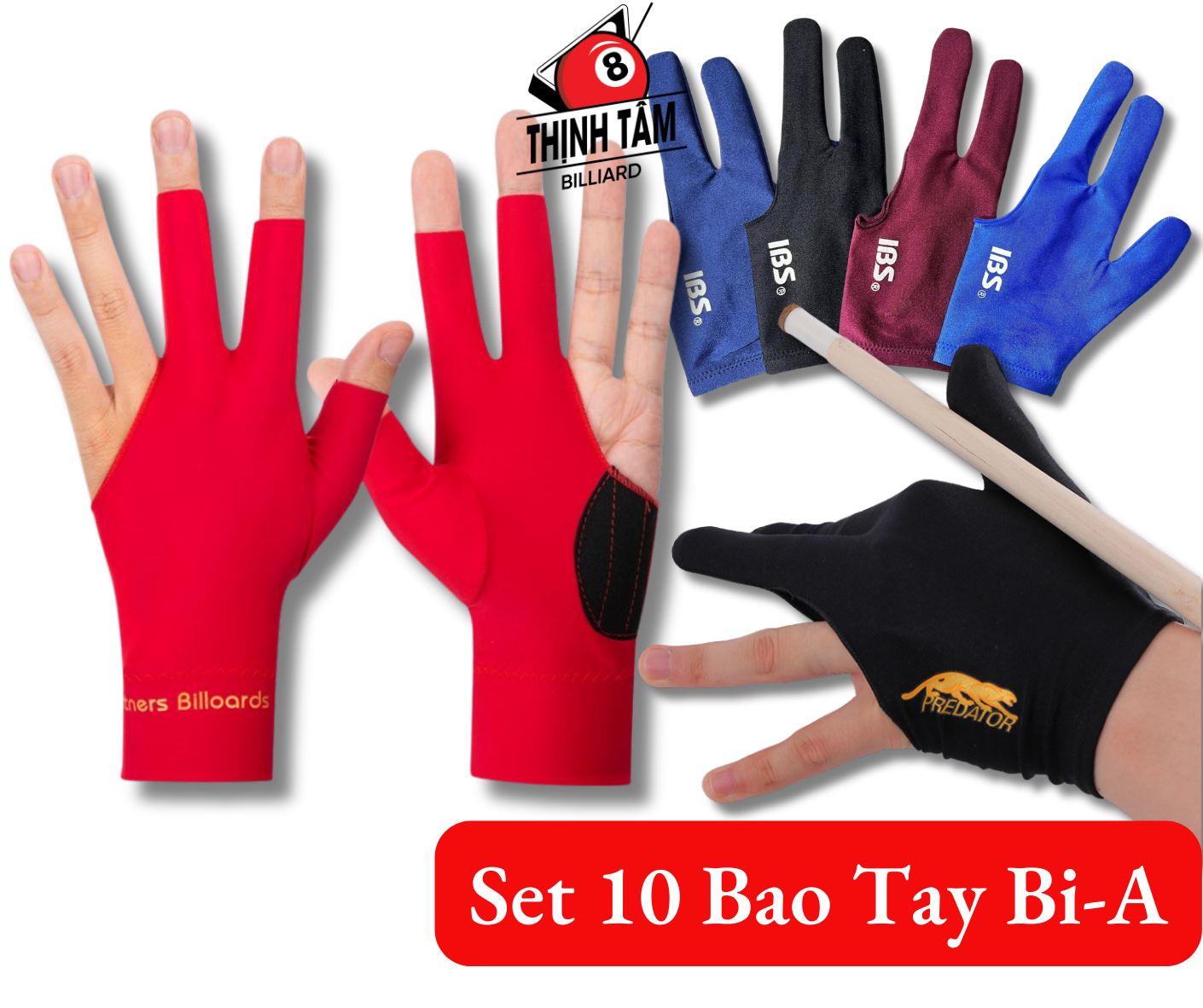 Set 10 bao tay bida găng tay bida bi-a clb
