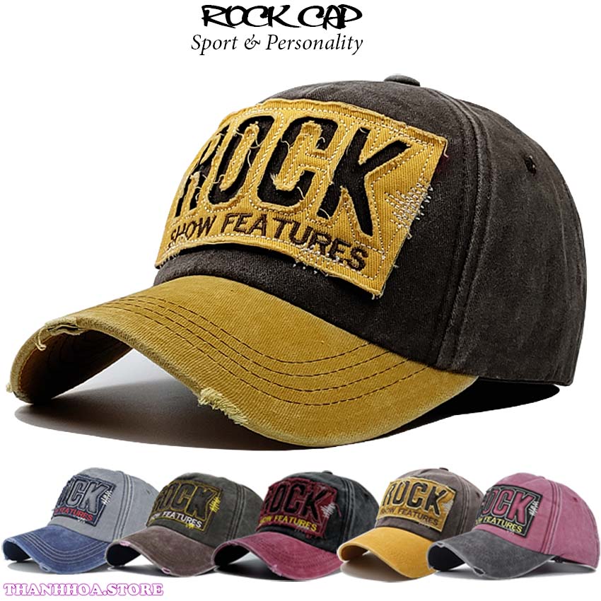 Mũ lưỡi trai nam nữ nón kết thời trang đẹp chất cá tính thể thao phong cách bụi rách màu đen xanh vàng thanhhoa.store