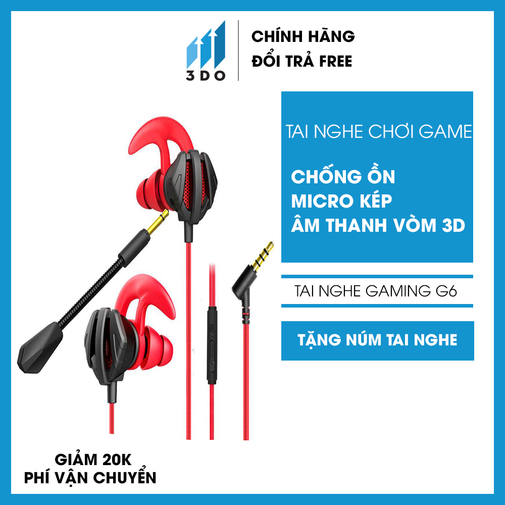 Tai nghe gaming cho điện thoại pc 3DO G6 có mic nhét tai chơi tốt cho game pubg liên quân mobile liên minh huyền thoại csgo cho kết nối ổn định hơn dòng tai nghe gaming bluetooth và tai nghe chụp tai đàm thoại rõ nét ổn định cao