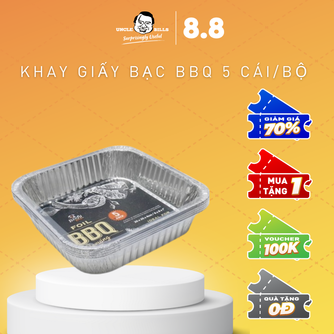 Khay Giấy Bạc Bbq 5 Cái/Bộ Uncle Bills KC0476