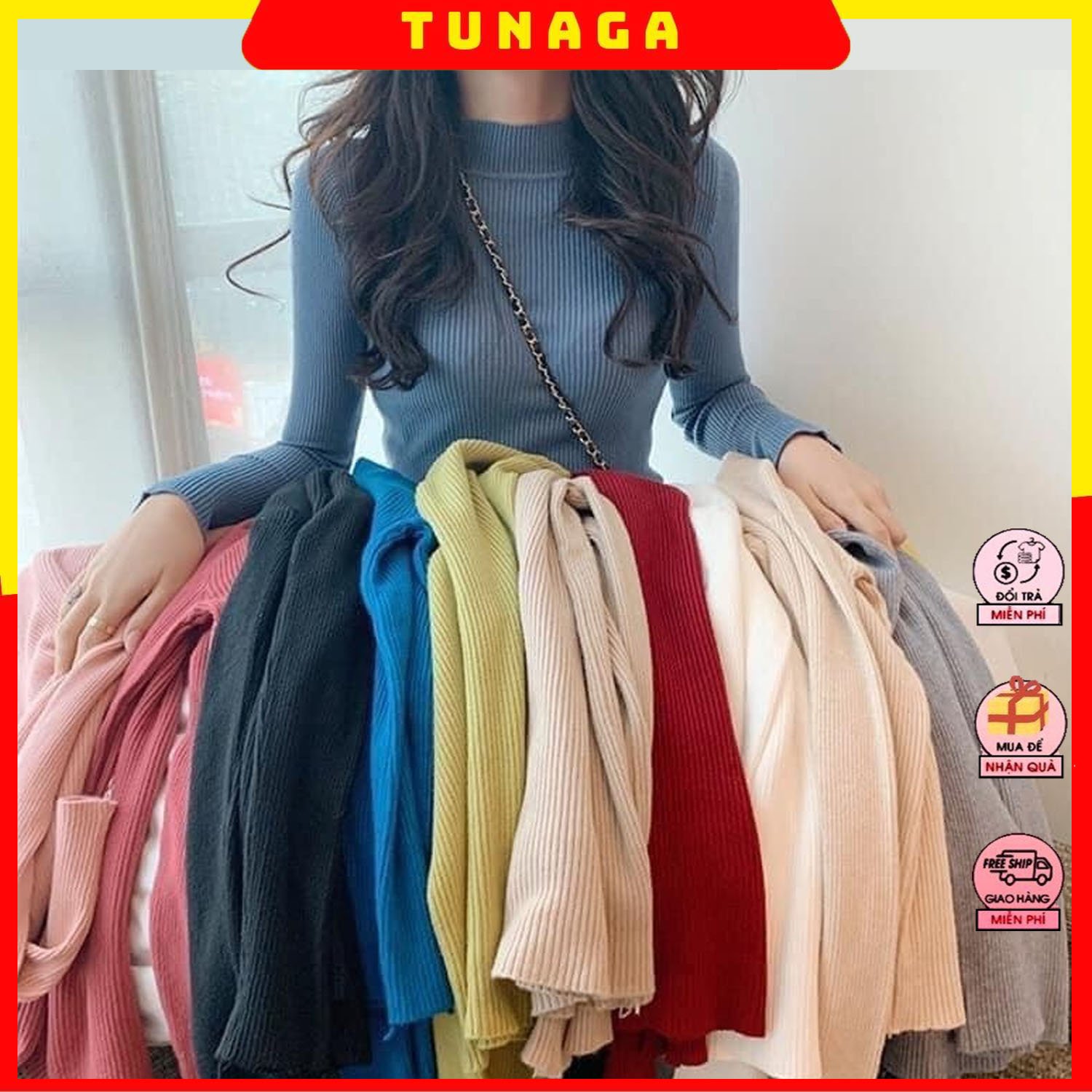Áo Len Cổ 3 p Phân Nữ Hàng Quảng Châu Loại 1 Len Mềm Pha Lông Mịn