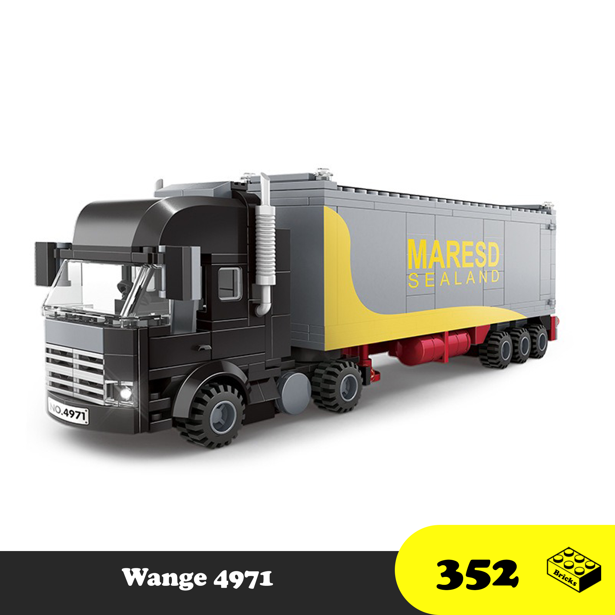 Đồ chơi Lắp ráp Xe tải thùng lớn container, Wange 4971 Xếp hình thông minh, Mô hình trí tuệ, Sách hướng dẫn chi tiết, Nhựa ABS an toàn