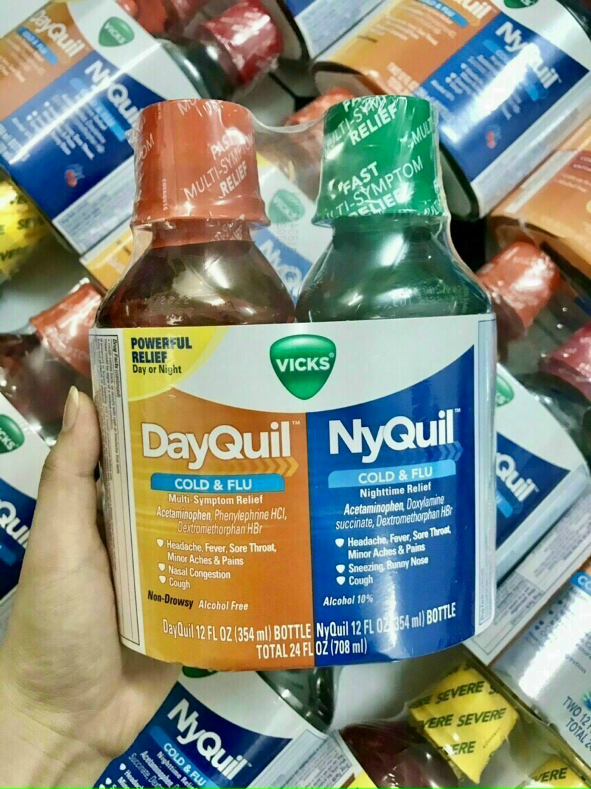Siro ho Vicks DayQuil & NyQuil Cough Suppressant 2 chai ngày đêm của Mỹ