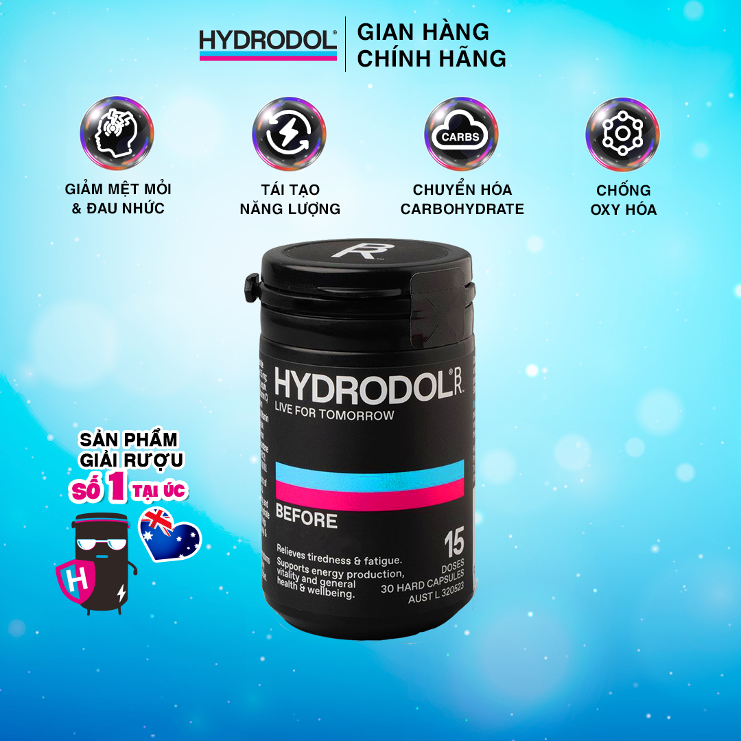 Viên giải rượu hydrodol® before của úc lọ 15 liều