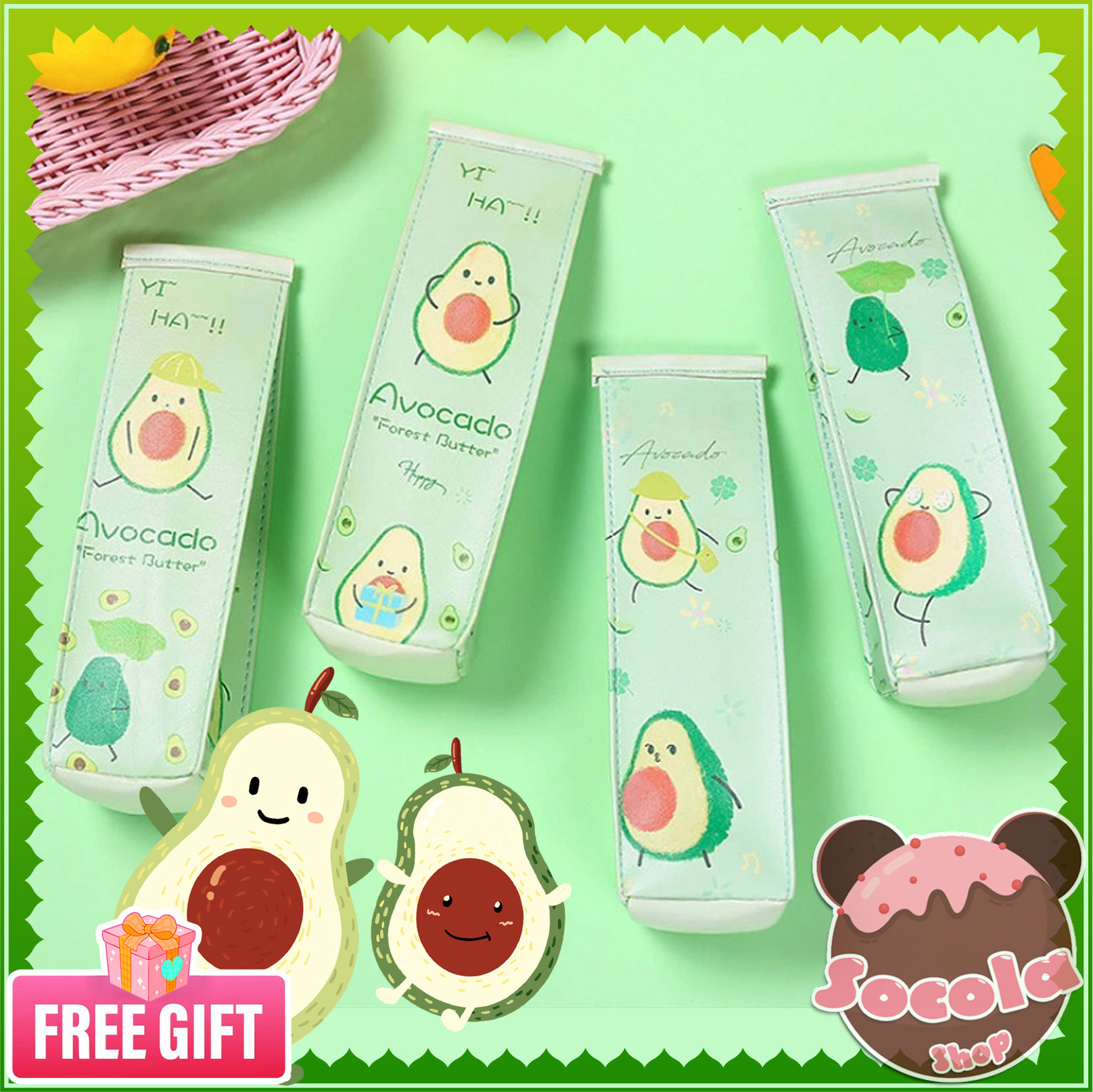 Túi đựng bút, dụng cụ học tập dạng hộp sữa hình quả bơ cute