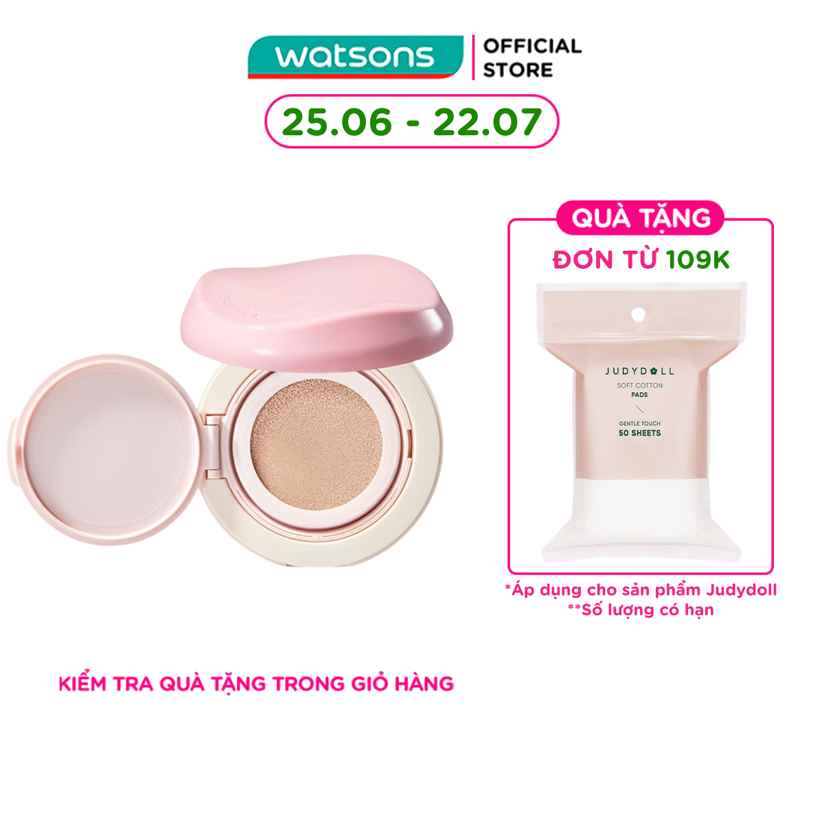 Phấn Nước Chống Nắng Judydoll Fresh Matte Cushion SPF50+PA++++ 12.5g .#Light