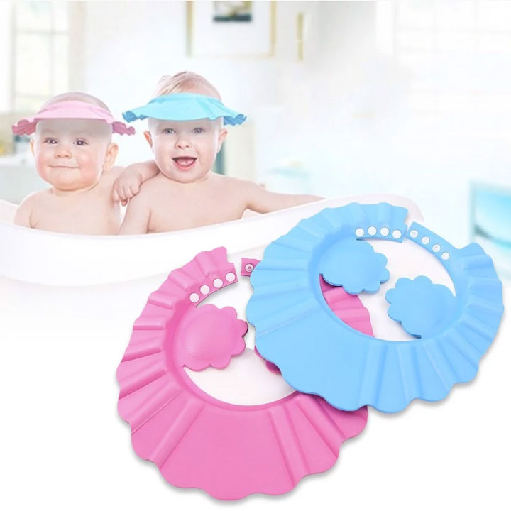 Mũ chắn nước nhà tắm, nón gội đầu chắn nước cho bé có vành tai chống nước hiệu quả - mũ gội đầu cho bé - mũ tắm - mũ trẻ em chống nước có nhiều nấc điều chỉnh vừa với vòng đầu cho bé, giúp cho bé chống ngợp