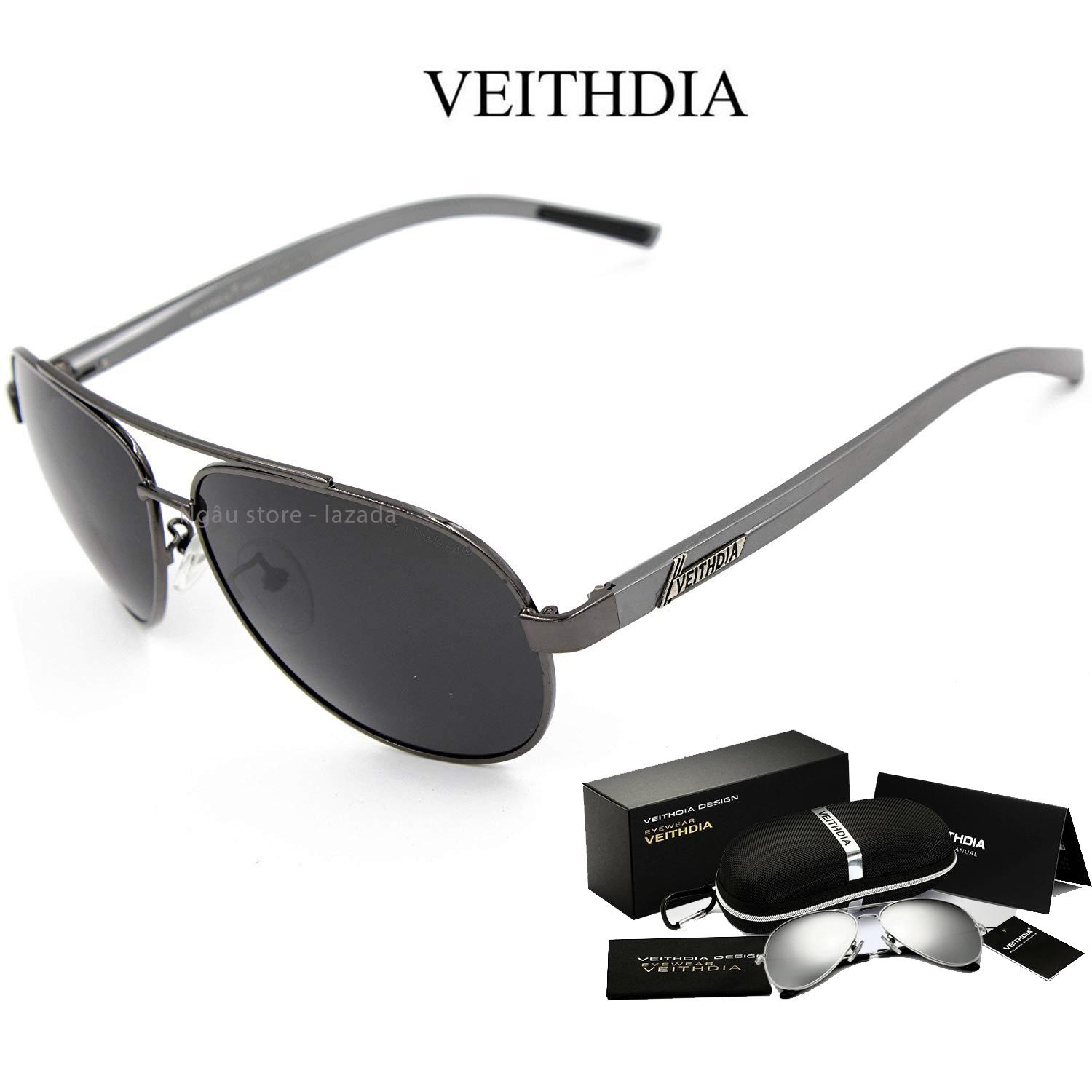 Kính mát nam phân cực thời trang chống tia UV đi râm chống chói VEITHDIA 2605 + đầy đủ hộp phụ kiện