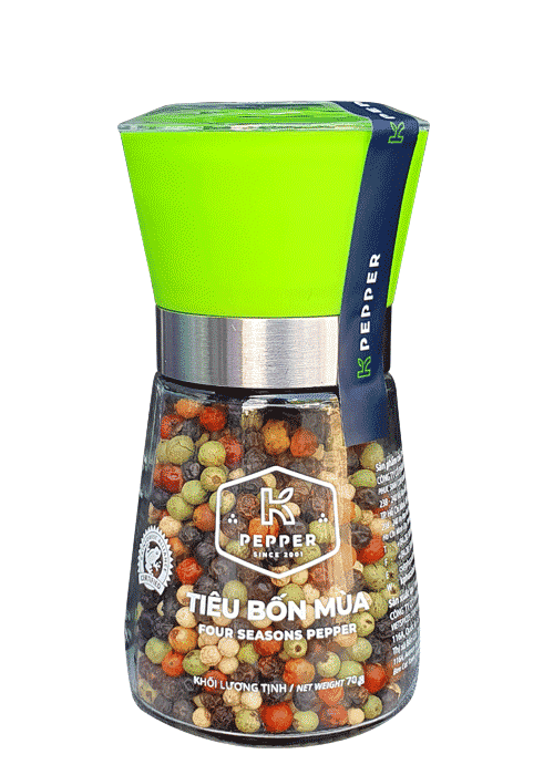 TIÊU BỐN MÙA 70G K PEPPER + CỐI XAY TIÊU CẦM TAY