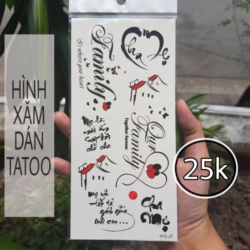 HCM]Combo 2 tấm hình xăm dán tattoo 15x21 chữ Family (Tặng ngay 1 tấm cùng  size khi mua 2 combo) | Lazada.vn