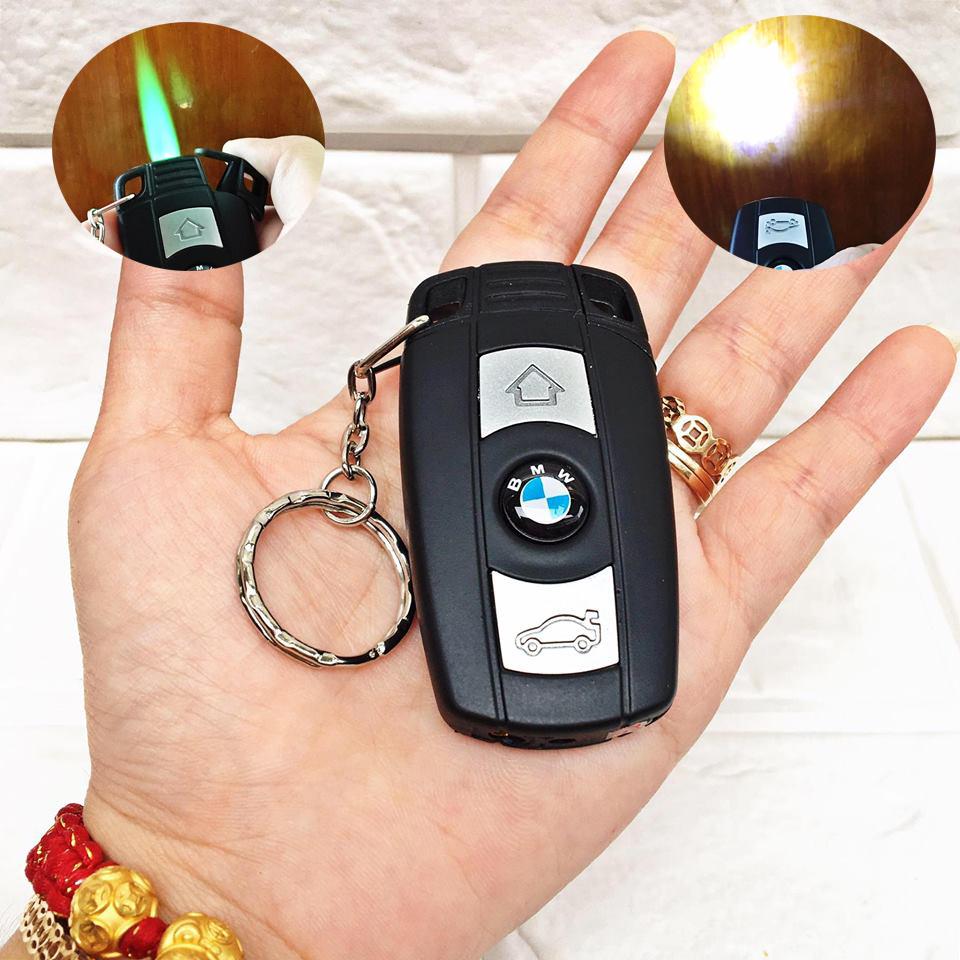 Bật lửa gas móc khoá hình remote xe BMW TH183, có đèn pin