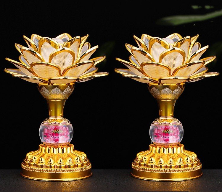 Đèn Kinh Hoa Sen ( kèm sạc ) 2 Màu Mẫu Mới - đồ thờ cúng cát tường