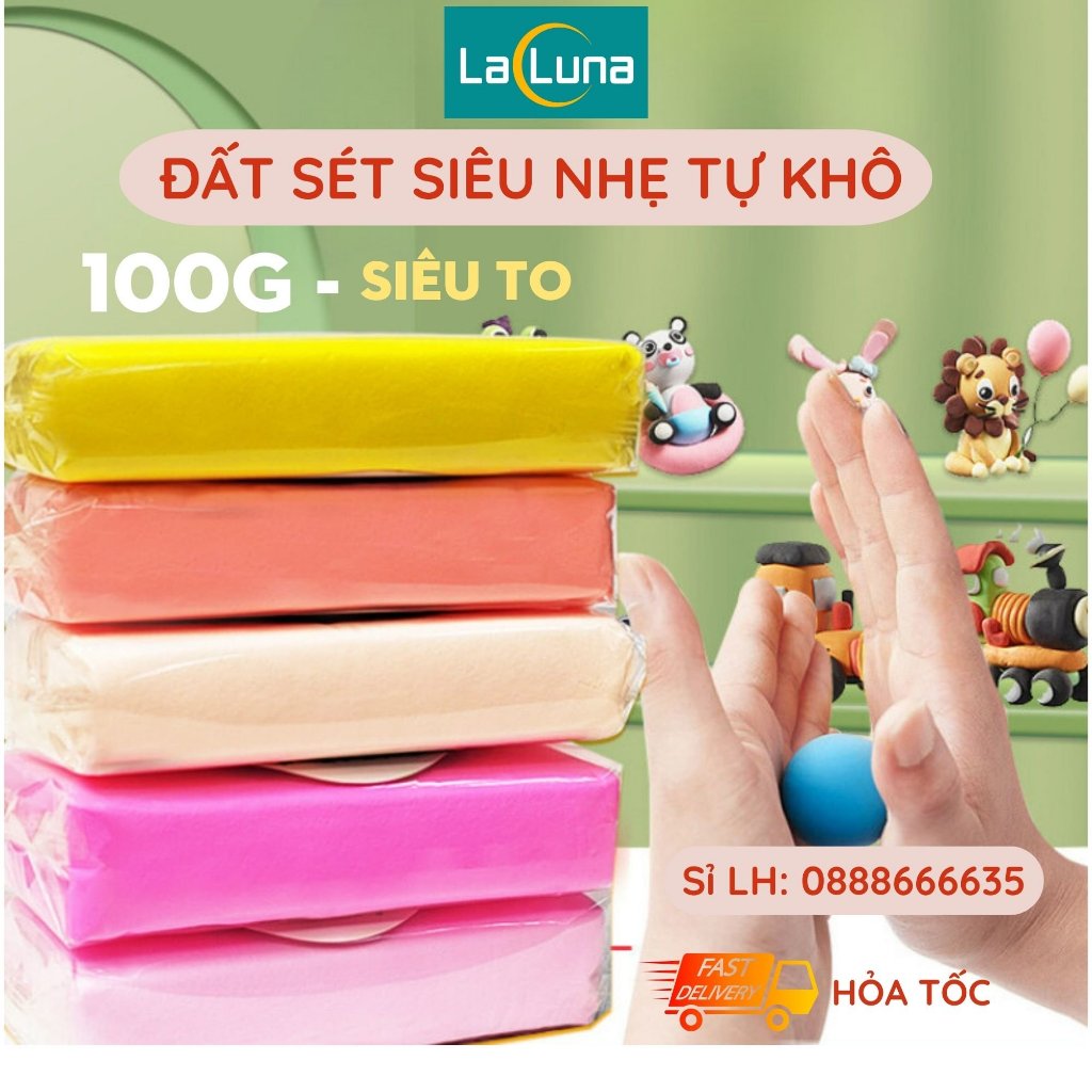 Đất sét đất nặn siêu nhẹ tự khô 100gr, đồ làm handmade/slime/DIY đồ chơi cho bé B194