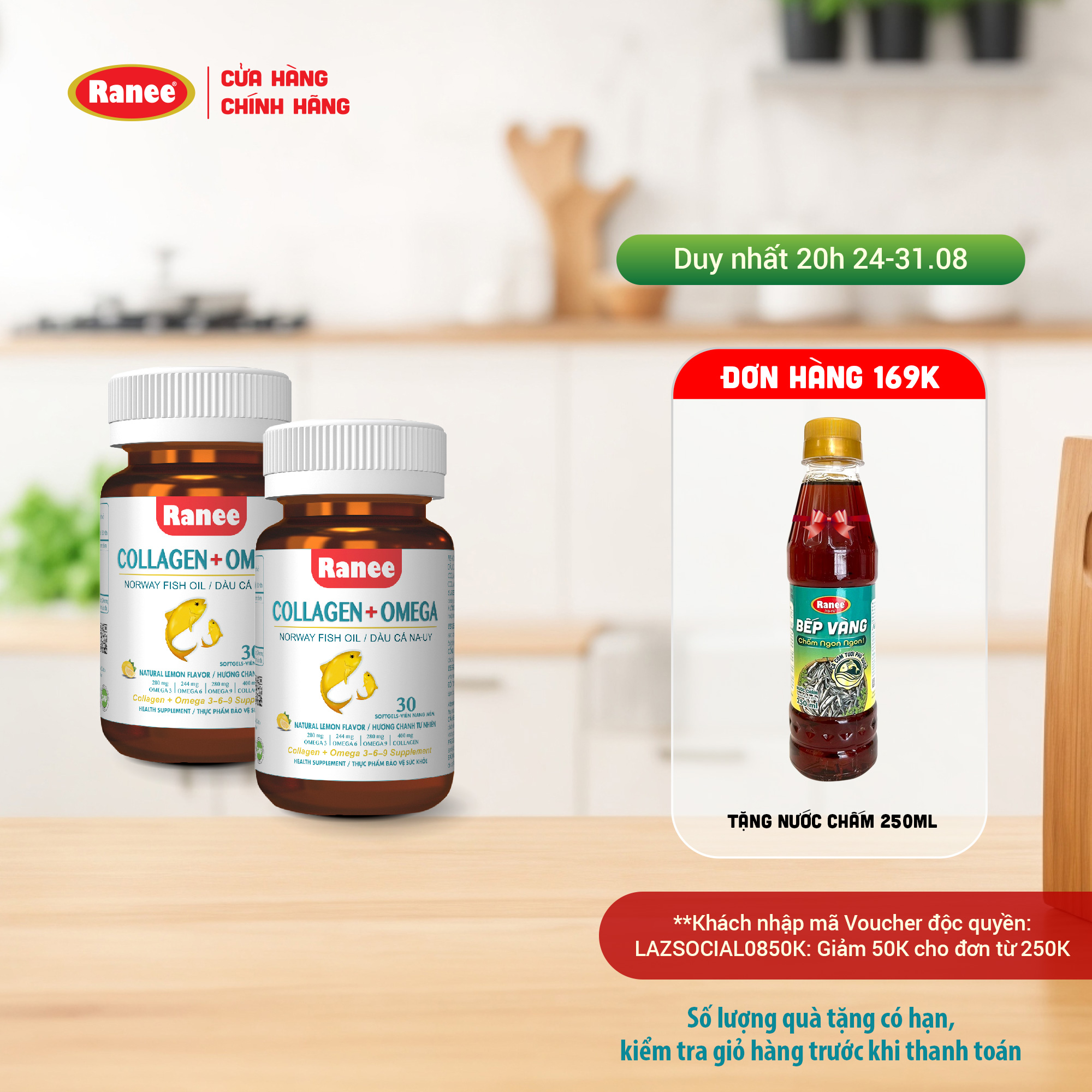Combo 2 hộp Viên Nang Ranee Collagen + Omega