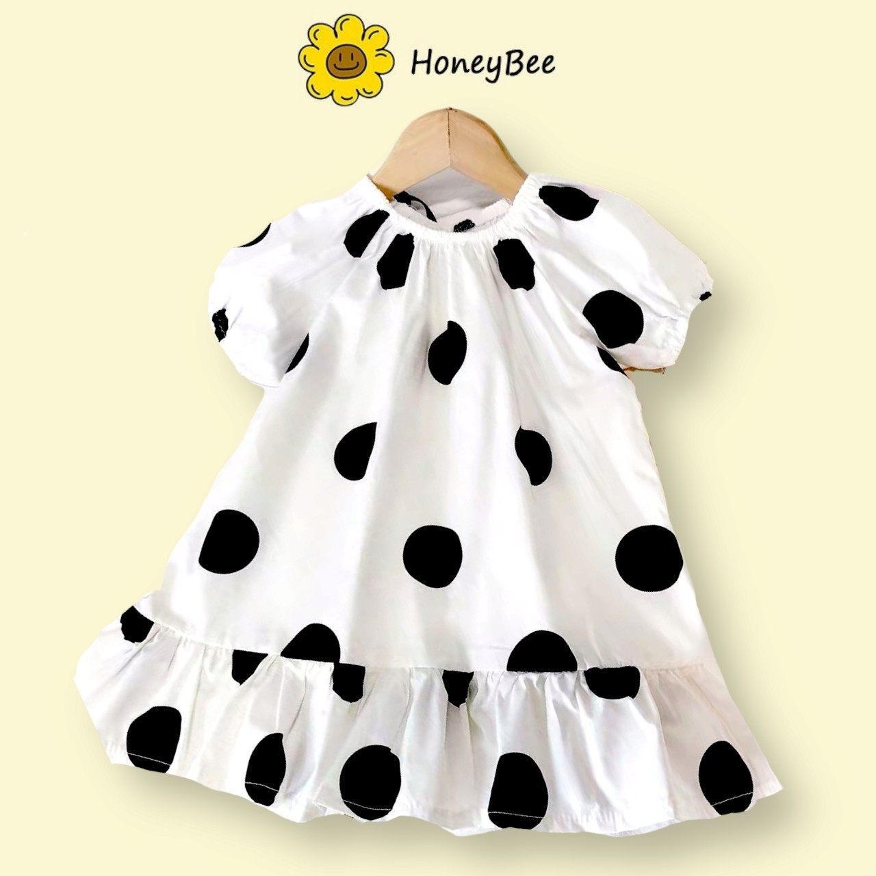 Váy chấm bi dáng suông chất vải thoáng mát cho bé gái