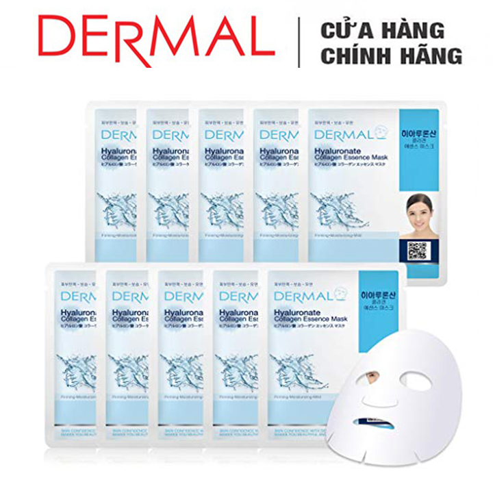 [HCM]Mặt Nạ Dermal Tinh Chất Hyaluronate Dưỡng Ẩm Da Hyaluronate Collagen Essence Mask 23g - 10 Miếng