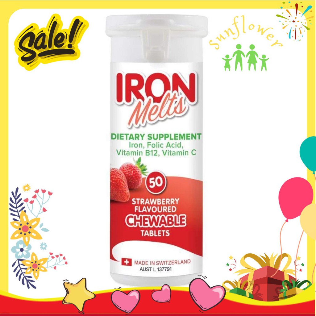 Sắt ngậm bổ sung sắt Iron Melts Chewable 50 viên - Shop Sunflower