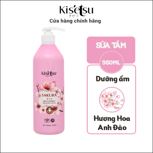 Sữa Tắm Dưỡng Ẩm Trắng Da Kisetsu Hương Hoa Anh Đào - 950ml