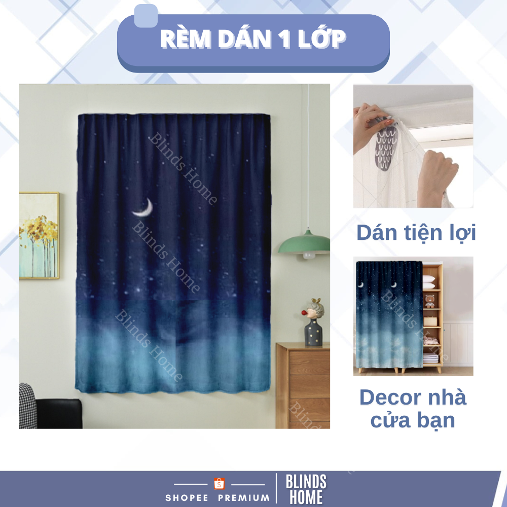 Rèm Cửa Sổ Dán Tường 1 Lớp, Rèm Dán Ngăn Phòng Trọ Chống Nắng Hiệu Quả 70 - 85%, Rèm Trang Trí, Decor Phòng Trọ
