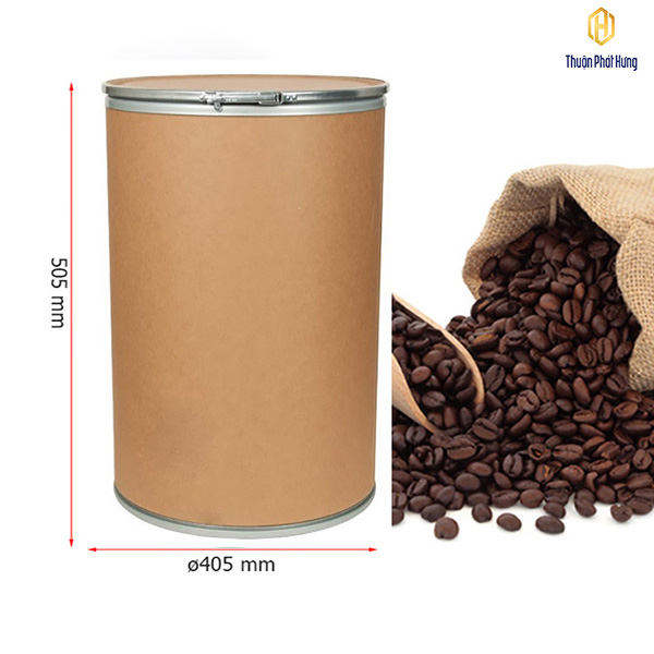 [HCM]Thùng Giấy Tròn Các Tông Carton Fiber Drum Chứa Cà Phê Thực Phẩm Các Dạng Bột Phụ Gia Đường Kính 405 mm Dài 505 mm