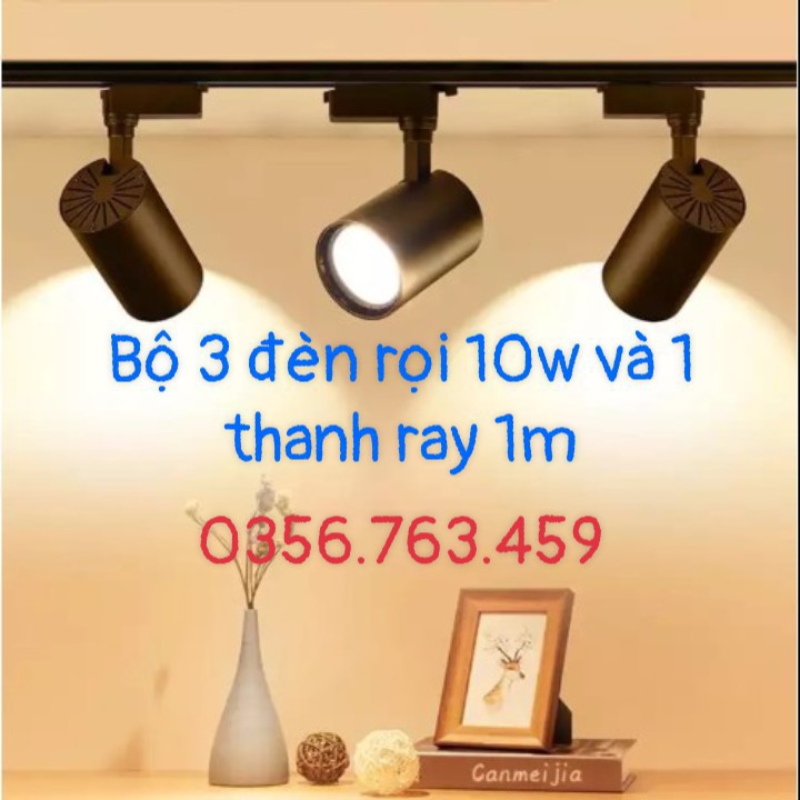 Combo 1 thanh ray và 3 đèn rọi 10w ánh sáng vàng