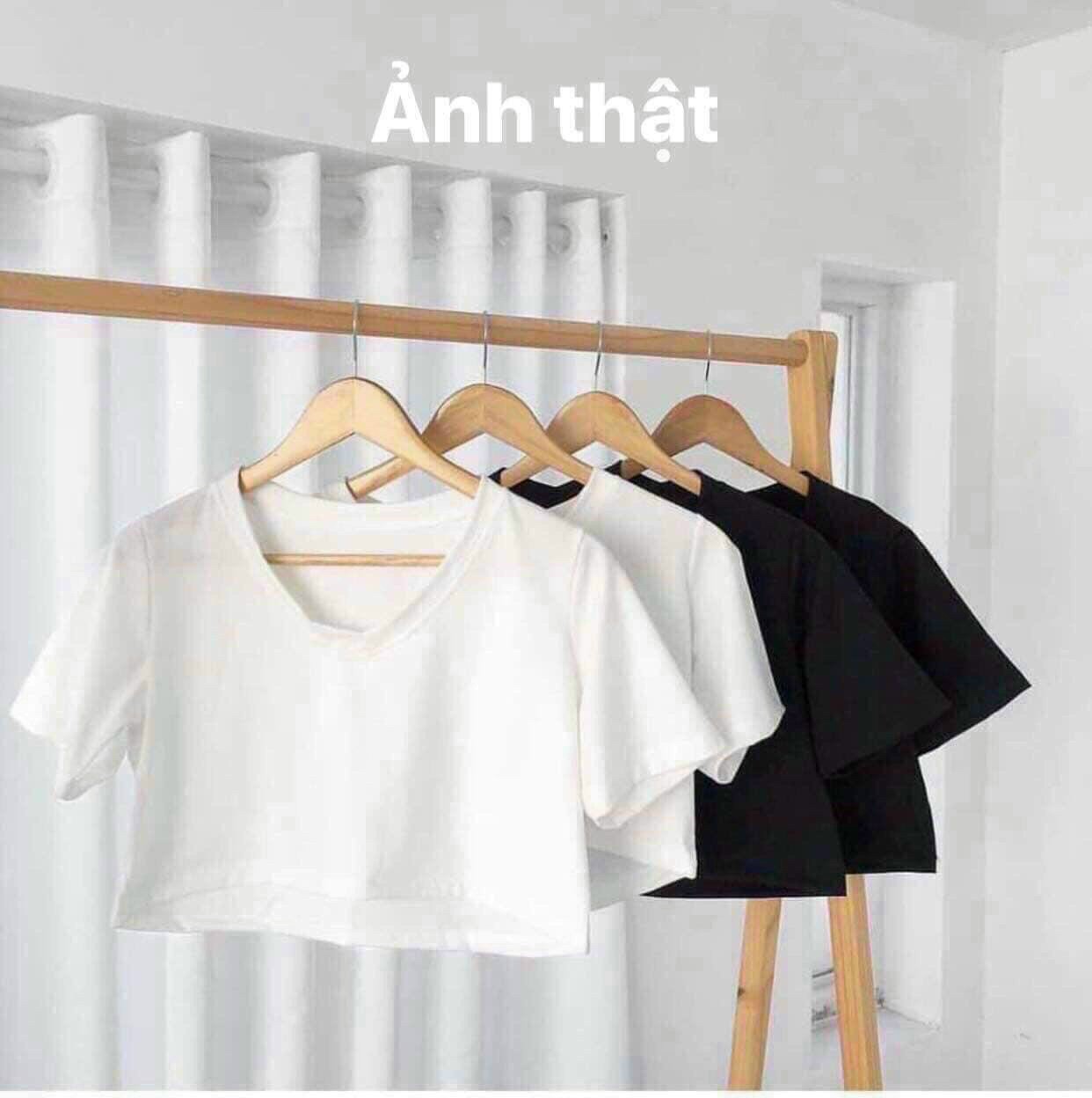 Áo thun Trơn Croptop Cổ Tim