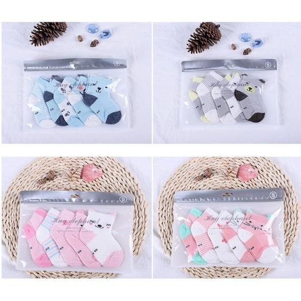 Set 5 đôi tất lưới hình thú mẫu cao cổ cho bé trai bé gái