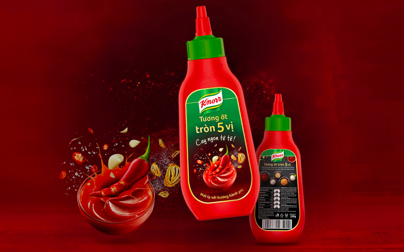 Tương ớt knorr tròn 5 vị cay ngon tê tê cay đậm chai 220g
