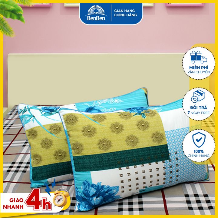 Combo 2 áo gối cotton vải Thắng Lợi size 50x70cm Ben ben - chat chọn mẫu -  vỏ gối cotton, ao goi, vo goi