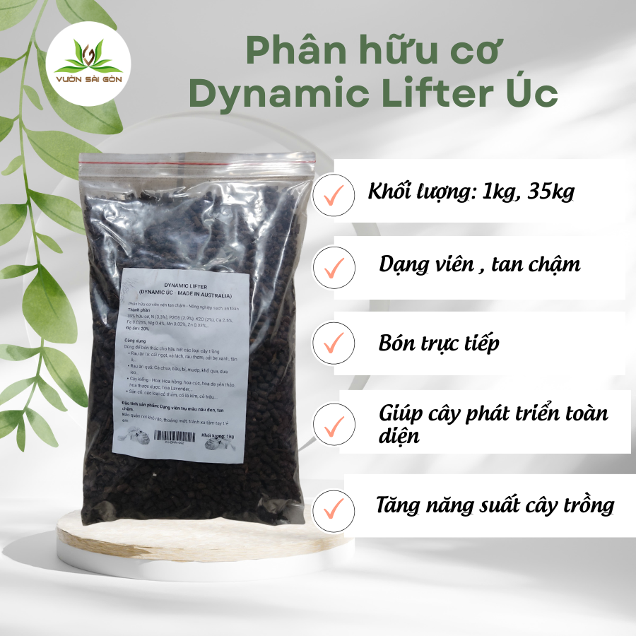 Phân Dynamic Úc - Dùng hoa kiểng - rau - cây ăn trái - phân hữu cơ dạng viên nén, chậm tan, giúp siêu hoa trái