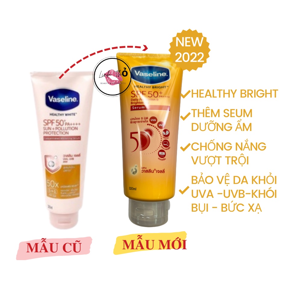 [HCM]Serum trắng da và chống nắng cao cấp 5in1Healthy White Vaseline 50x -50PA ++320ml