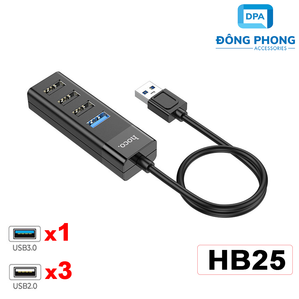 Bộ chia cổng usb 2.0, usb 3.0 hoco hb25 chính hãng