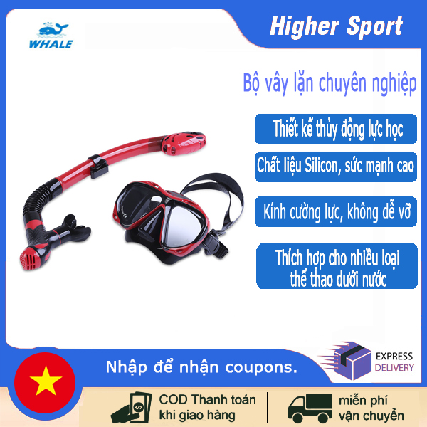 WHALE Bộ Kính Lặn Silicon Tập Luyện Thể Thao Dưới Nước Chuyên Nghiệp