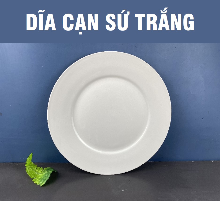 Dĩa tròn cạn sứ trắng – đủ size