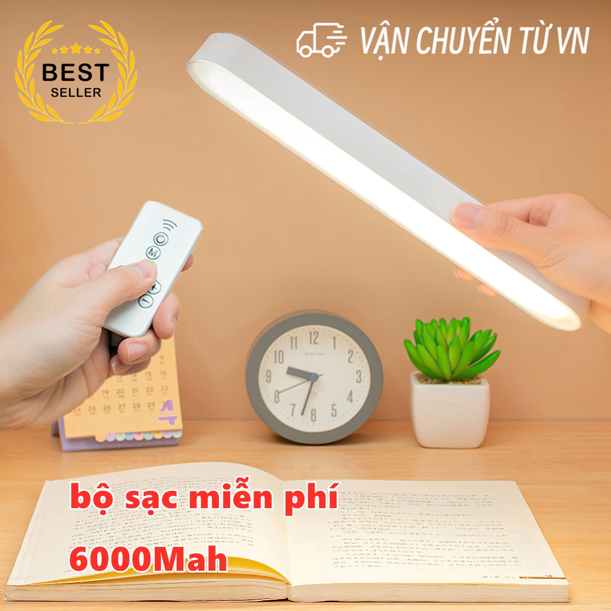 6000mah bộ sạc miễn phí Đèn Tuýp Led Cảm Ứng Tích Điện Đa Năng 3 Chế Độ Sáng Có Remote Để Bàn Học Bảo Vệ Mắt Gắn PHÒNG NGỦ.