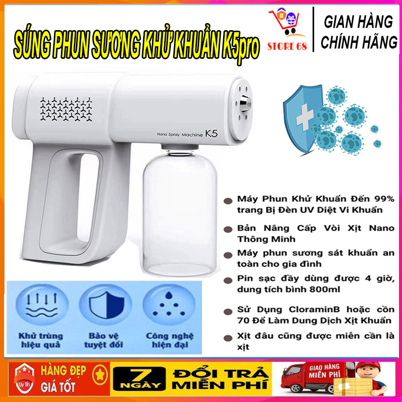 Máy phun khử khuẩn k5 Pro ,máy phun khử khuẩn cầm tay tự động, sung phun khử khuẩn nano, máy phun sương khử khuẩn covid tiệt trùng tia UV diệt đến 99% vi khuẩn, máy xịt khử khuẩn văn phòng, bình xịt khử khuẩn mini nhỏ gọn