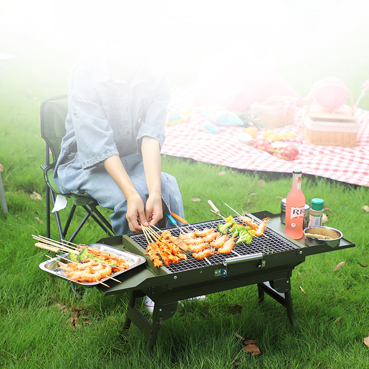 Bếp nướng than hoa, Bếp nướng gấp gọn Bếp nướng ngoài trời cao cấp có tay sách tiện ích, bếp nướng BBQ