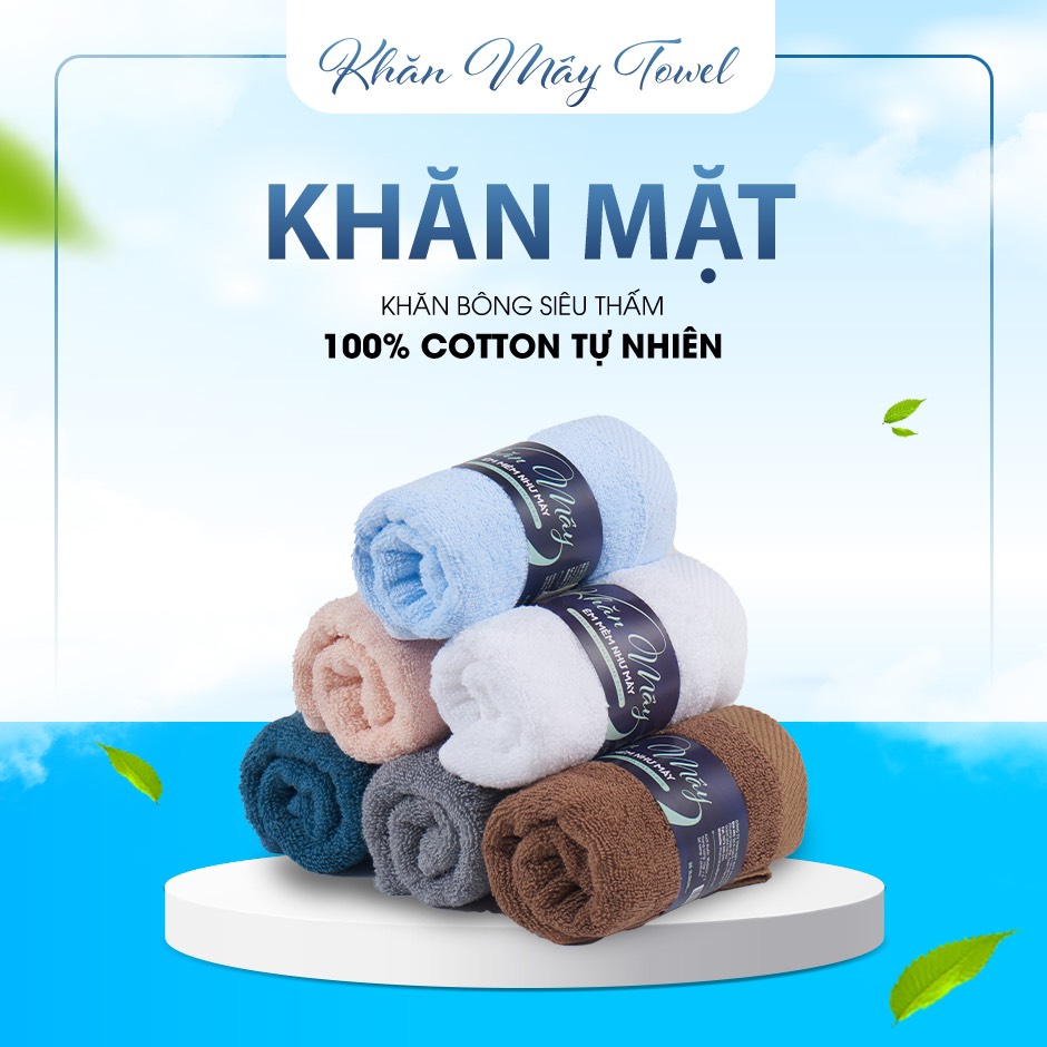Khăn mặt cao cấp kích thước 30x50cm chất liệu cotton siêu dày thấm hút không phai không xù lông khan mat nhiều màu