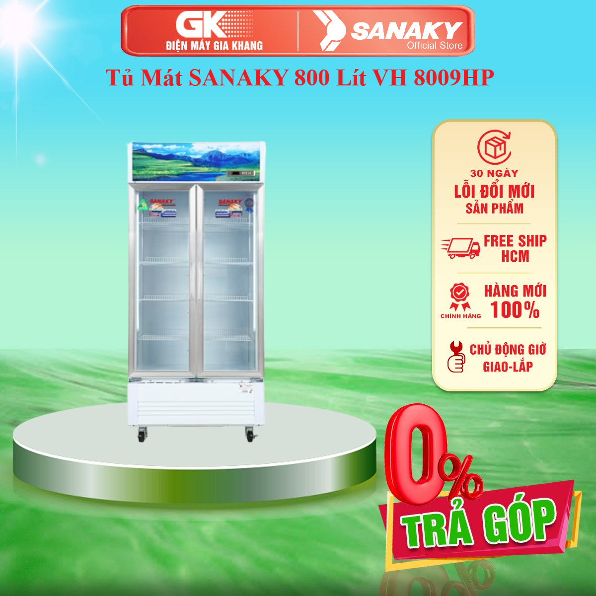 Tủ mát sanaky 800 lít vh 8009hp - vh-8009hp - giao toàn quốc